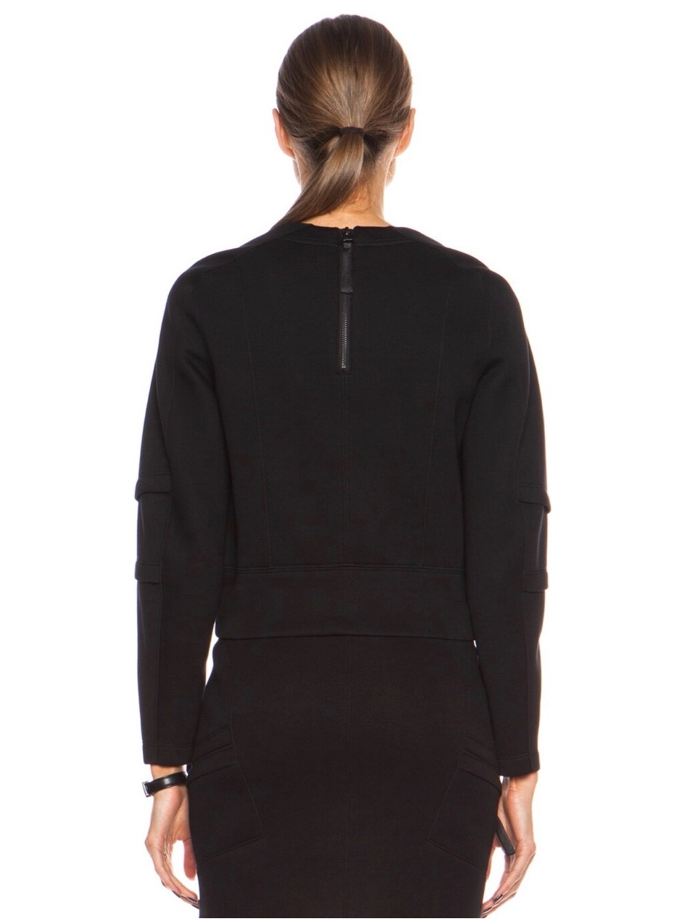 Helmut Lang Light Gray Neoprene like Sponge Fleece Zip-Cuff Crewneck Sweatshirt - Picture 16 of 16